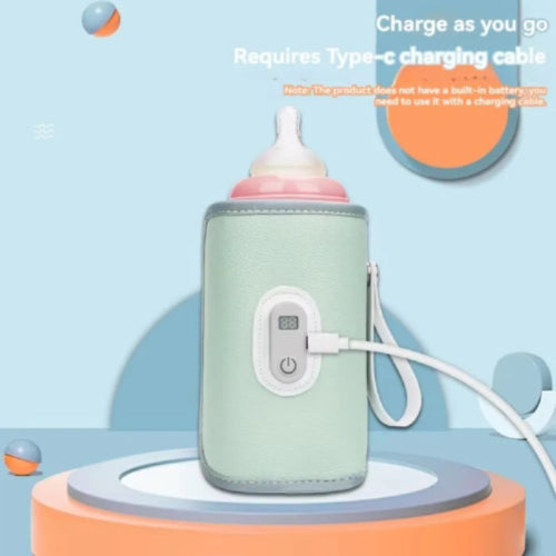 Digital Baby Bottle Warmer Type-C LED Display Milk Bottle Insulation Cover Heating 5 Levels Bottle Thermal Heater Infants