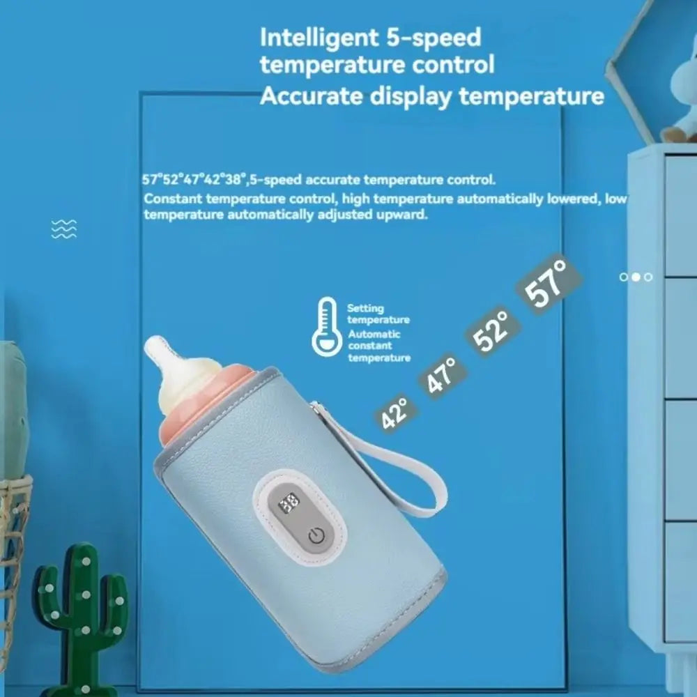 Digital Baby Bottle Warmer Type-C LED Display Milk Bottle Insulation Cover Heating 5 Levels Bottle Thermal Heater Infants